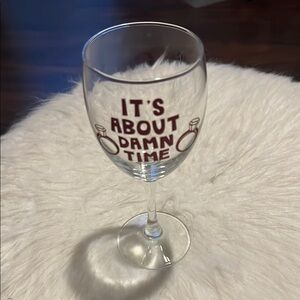 Clear Glass Wine Goblet with Red Text